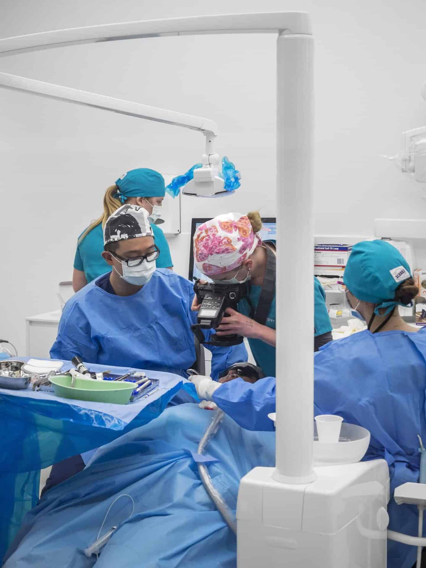 Dentist during a dental surgey