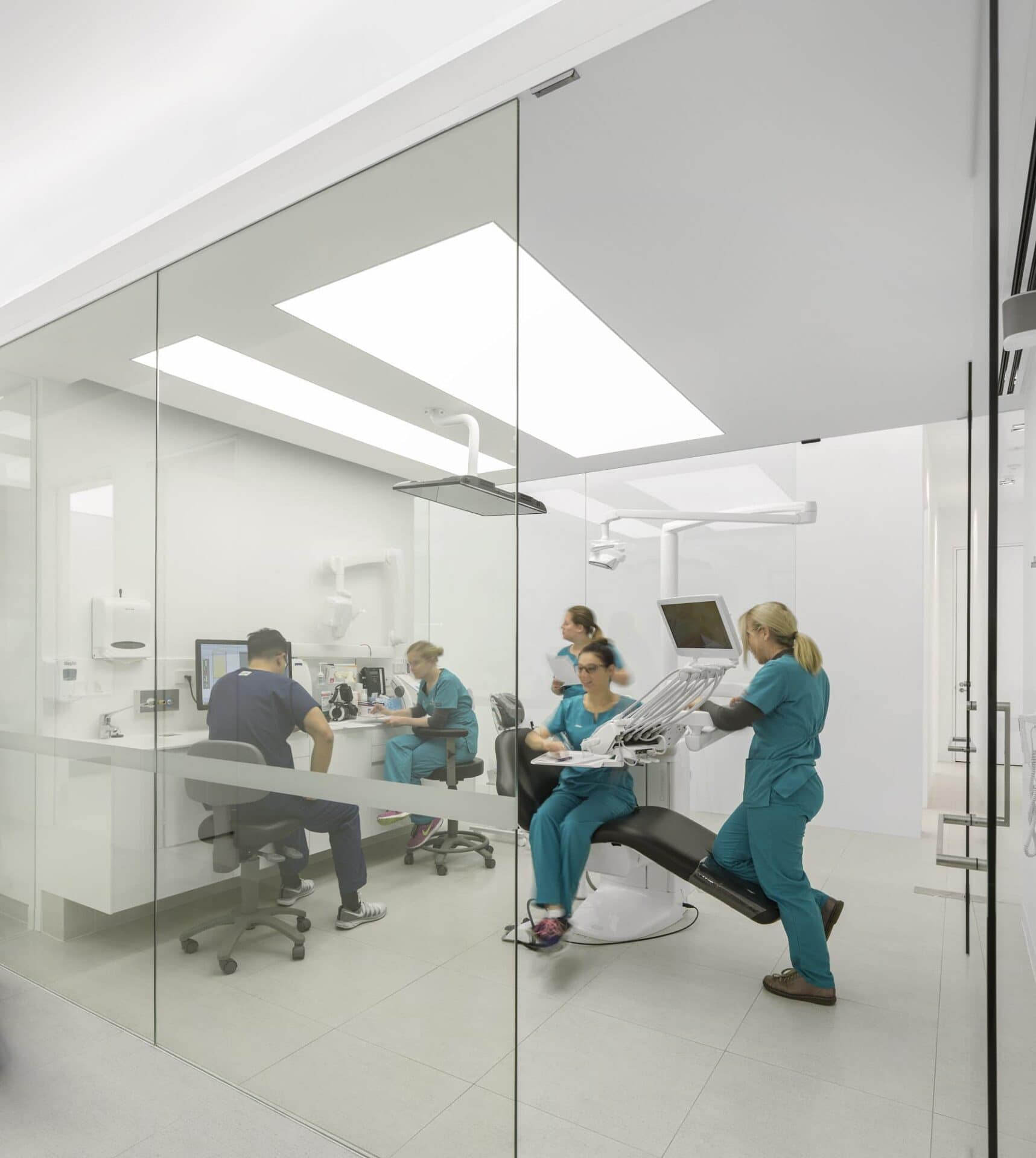 The dentist team in an modern examination room